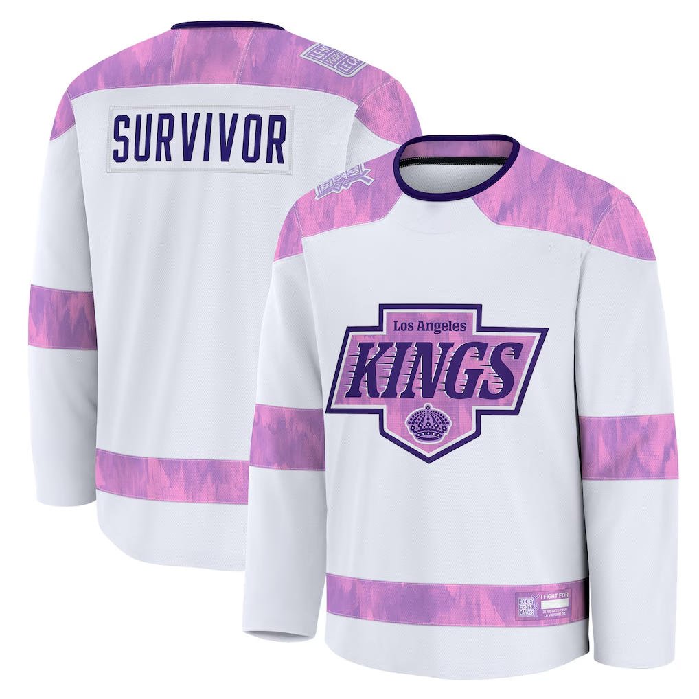 Crovyle LA.Kings White Hockey Fights Cancer Survivor Practice Jerseys