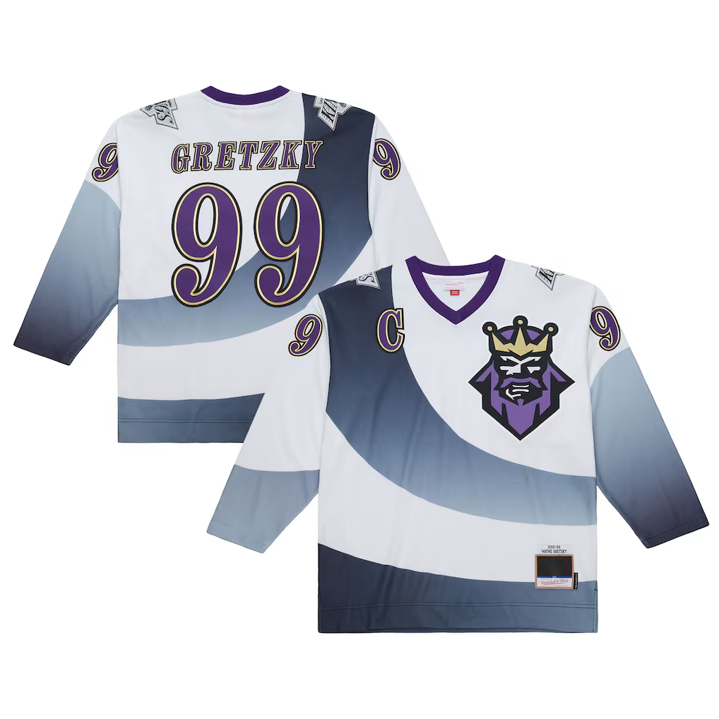 Crovyle LA.Kings #99 Wayne Gretzky Mitchell & Ness White 1995-96 Power Play Jerseys
