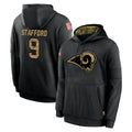 Crovyle LA.Rams #9 Matthew Stafford Player Black Salute to Service Hoodies Limited Game Stitched Jerseys