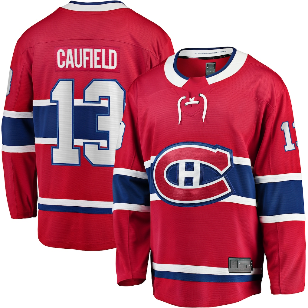 Crovyle M.Canadiens #13 Cole Caufield Red Home Premier Breakaway Player Jerseys
