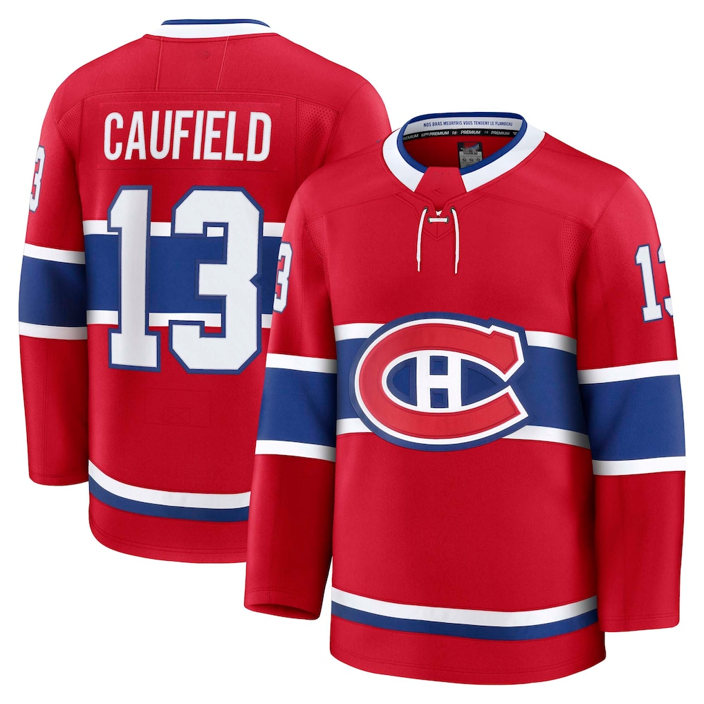 Crovyle M.Canadiens #13 Cole Caufield Red Home Premium Jerseys