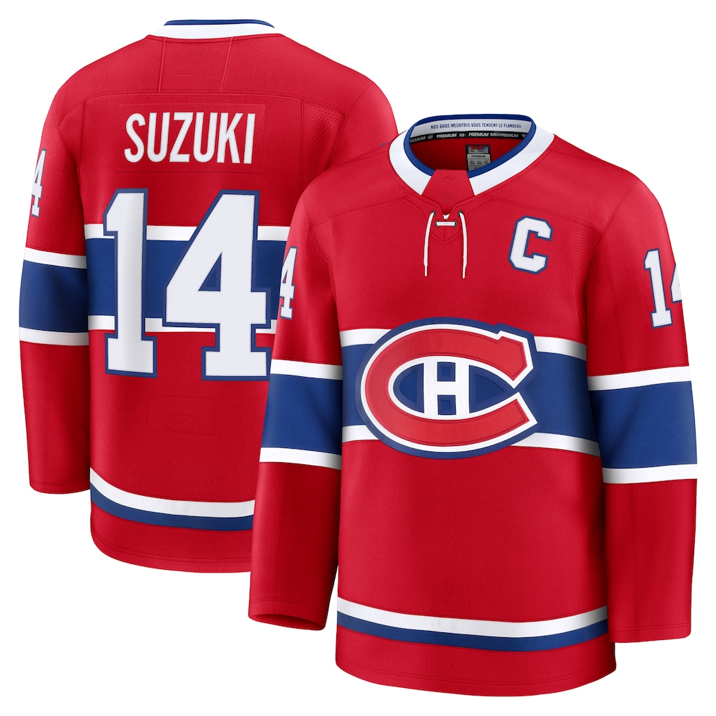 Crovyle M.Canadiens #14 Nick Suzuki Red Home Premium Jerseys