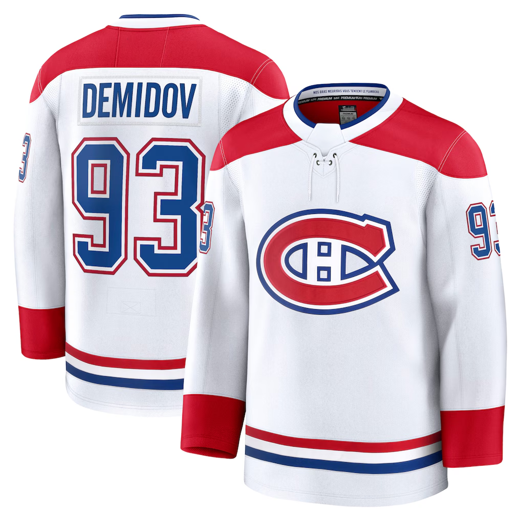 Crovyle M.Canadiens #93 Ivan Demidov White Away Premium Jerseys