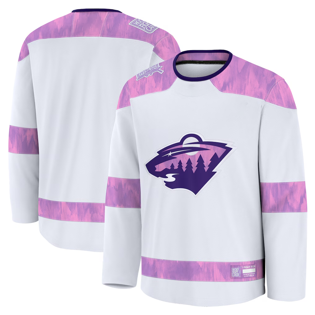 Crovyle M.Wild White 2024 Hockey Fights Cancer Practice Jerseys
