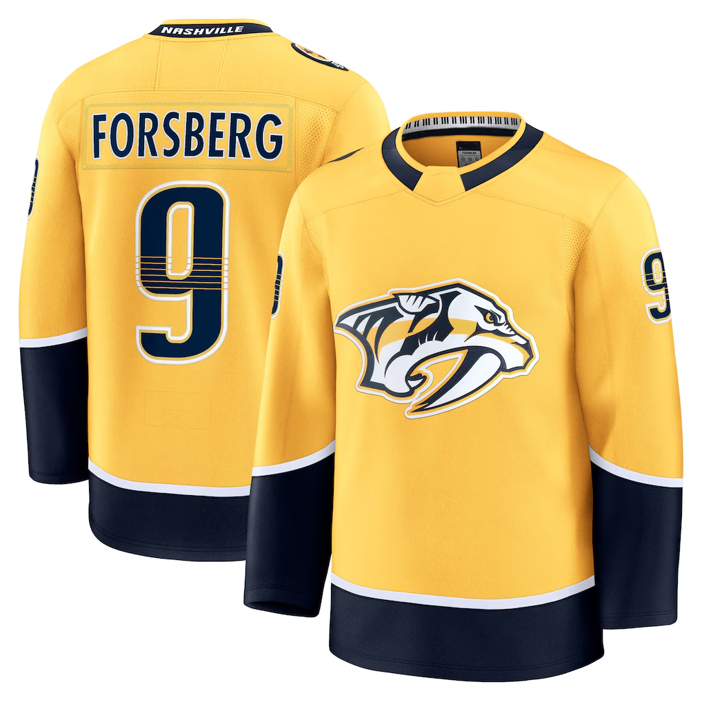 Crovyle N.Predators #9 Filip Forsberg Gold Home Premium Jerseys