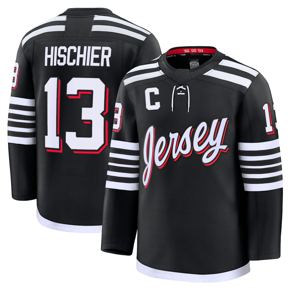 Crovyle N.Jersey Devils #13 Nico Hischier Black Alternate Premium Jerseys
