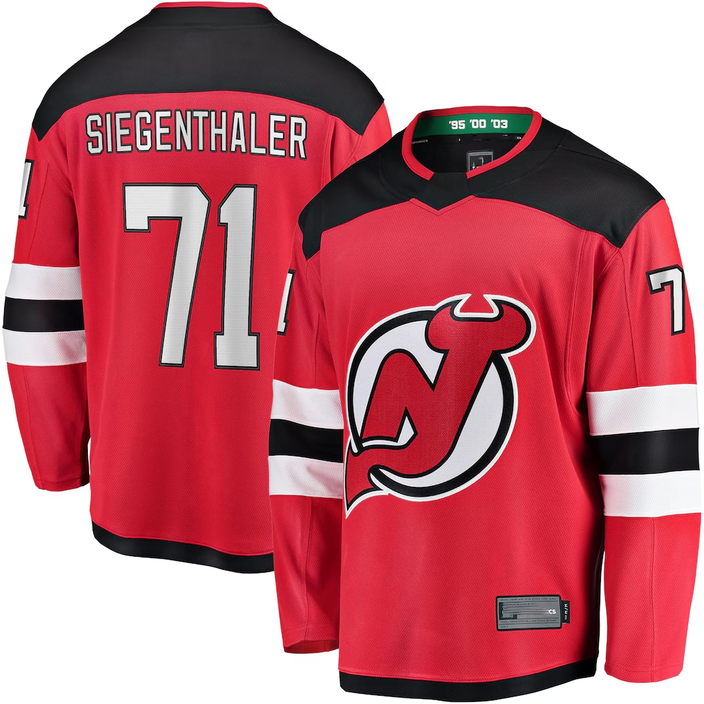 Crovyle N.Jersey Devils #71 Jonas Siegenthaler Red Home Breakaway Player Jerseys
