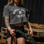 Crovyie cheap jerseys Ordering Nobody Owes You Shit Skull Women's Crop Heavyweight Tee