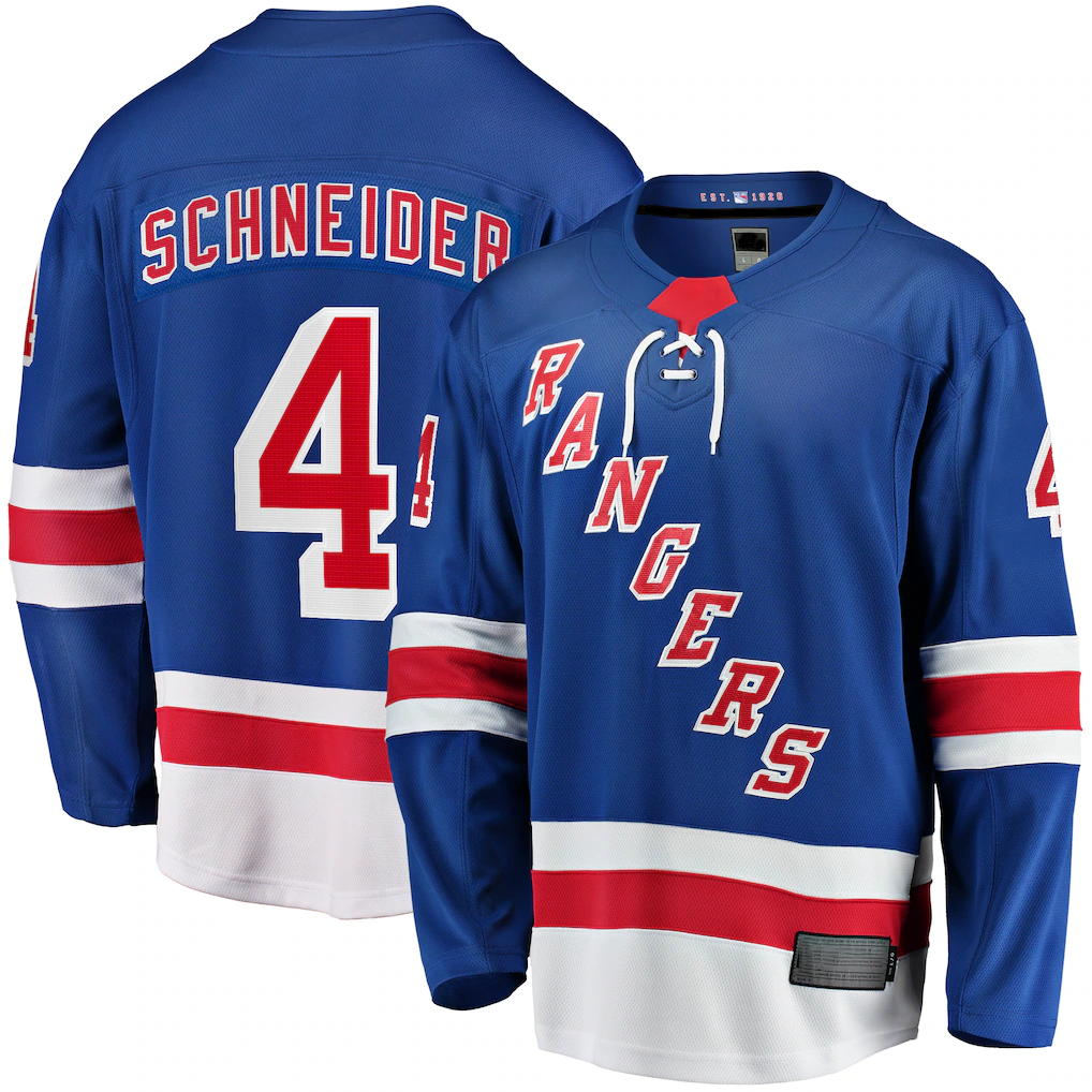 Crovyle NY.Rangers #4 Braden Schneider Blue Home Premier Breakaway Jerseys
