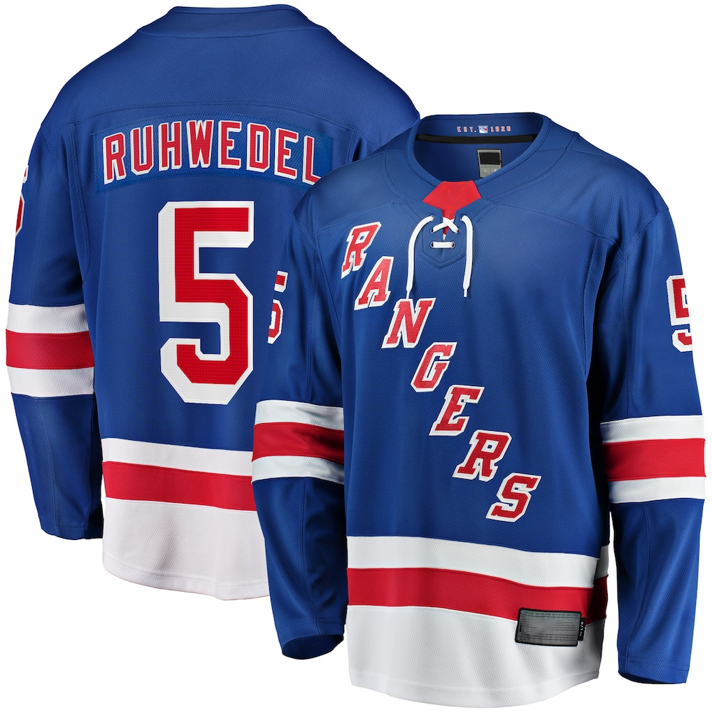 Crovyle NY.Rangers #5 Chad Ruhwedel Blue Home Premier Breakaway Jerseys