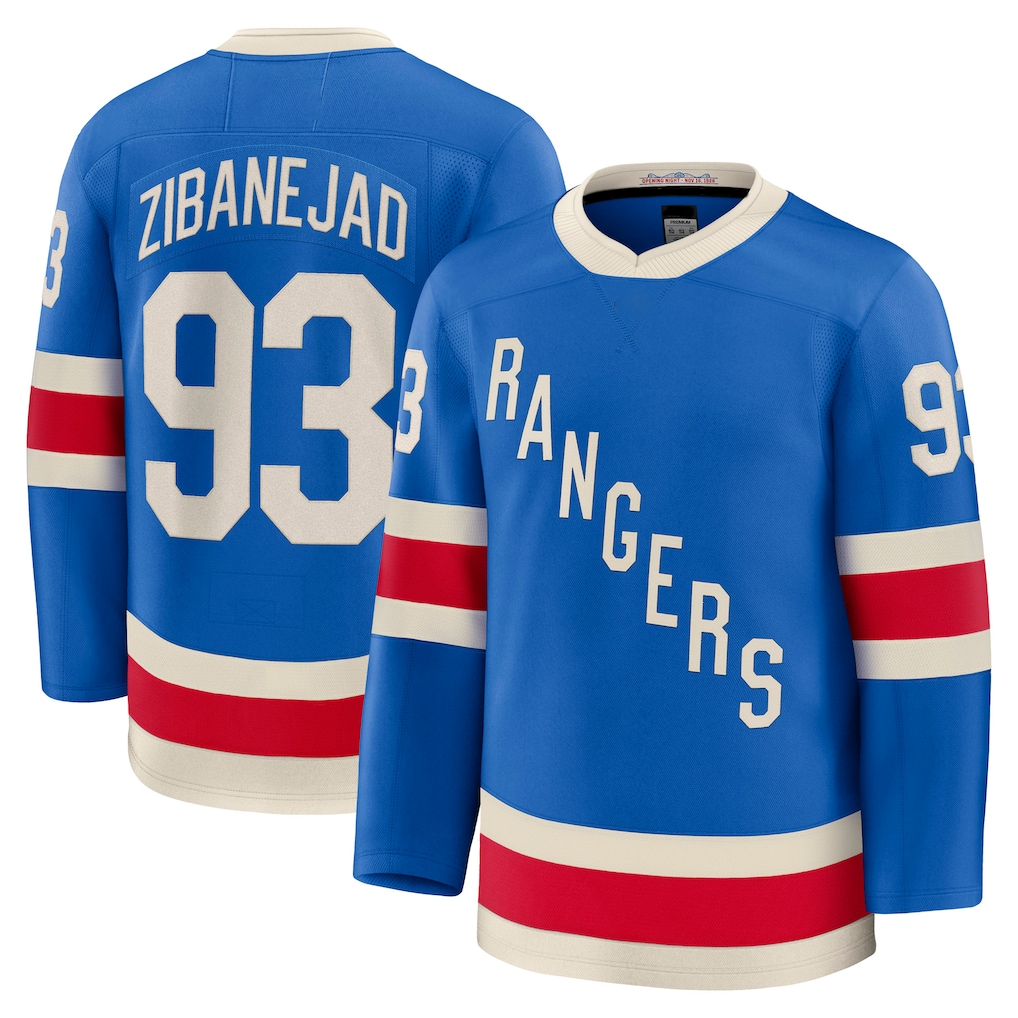 Crovyle NY.Rangers #93 Mika Zibanejad Blue Centennial Premium Jerseys