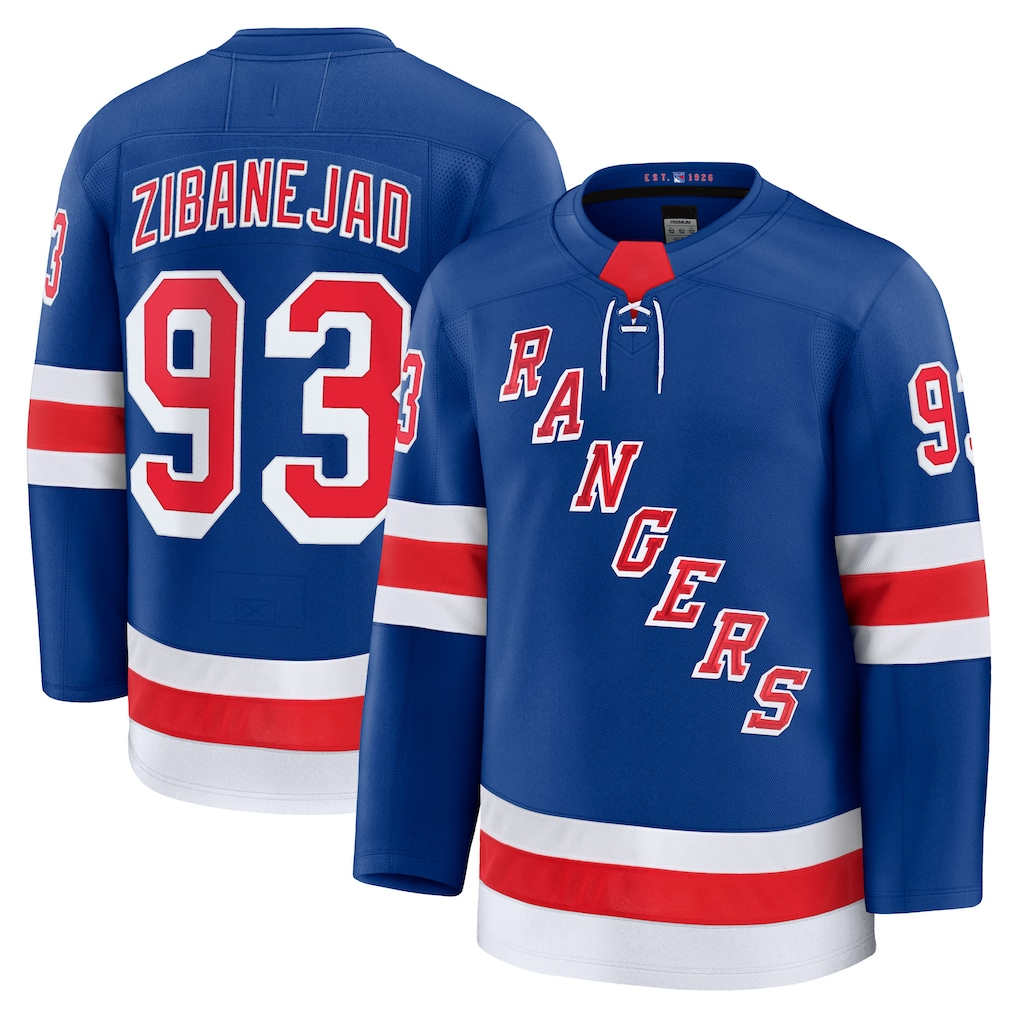 Crovyle NY.Rangers #93 Mika Zibanejad Blue Home Premium Jerseys
