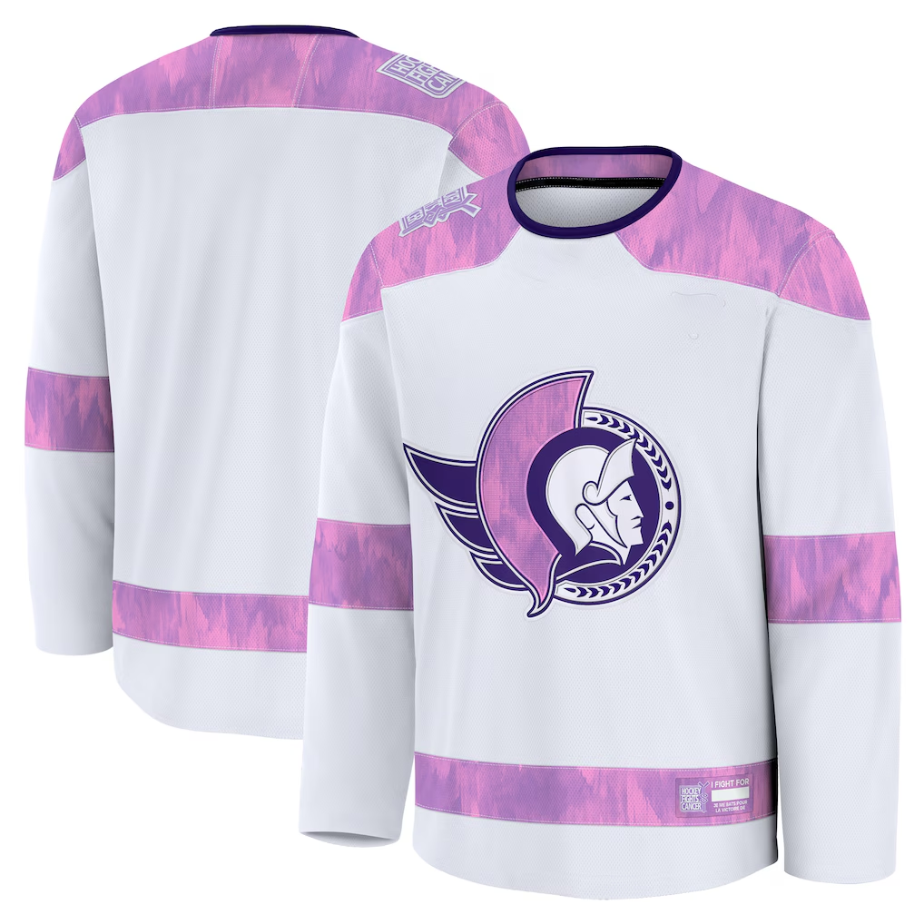 Crovyle O.Senators White 2024 Hockey Fights Cancer Practice Jerseys