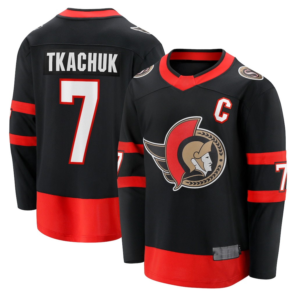 Crovyle O.Senators #7 Brady Tkachuk Black Home Breakaway Jerseys