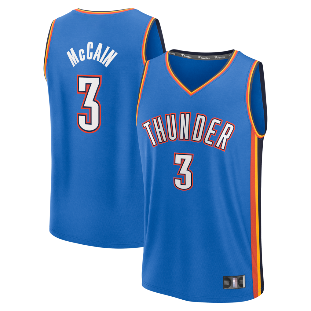 Crovyle OC.Thunder #3 Jared McCain Blue Fast Break Replica Stitched Jerseys - Icon Edition