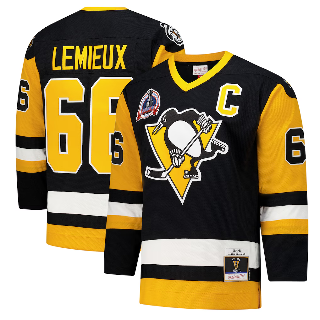 Crovyle P.Penguins #66 Mario Lemieux Black 1991?92 Power Play Jerseys