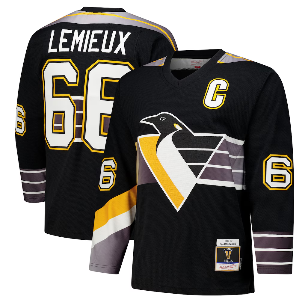 Crovyle P.Penguins #66 Mario Lemieux Black 1996?97 Power Play Jerseys