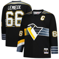 Crovyle P.Penguins #66 Mario Lemieux Mitchell & Ness Black 1996-97 Blue Line 2.0 Jerseys