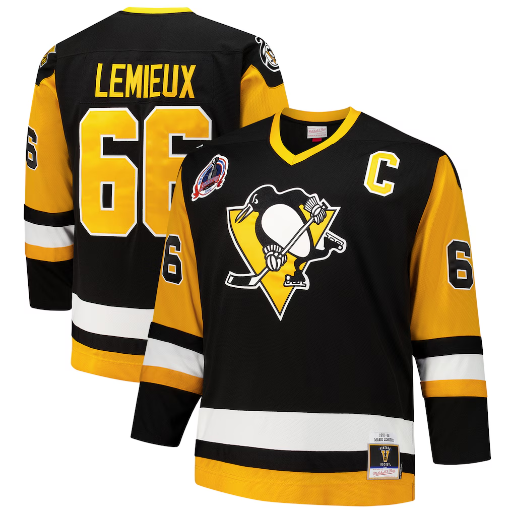Crovyle P.Penguins #66 Mario Lemieux Mitchell & Ness Black Big & Tall 1991-92 Blue Line 2.0 Jerseys