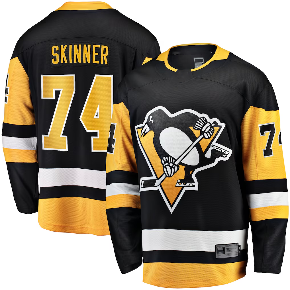 Crovyle P.Penguins #74 Stuart Skinner Black Home Breakaway Jerseys