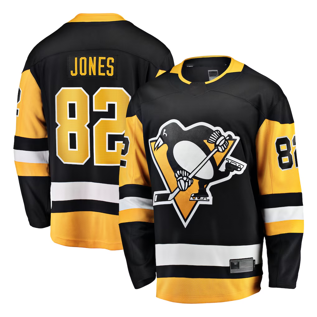 Crovyle P.Penguins #82 Caleb Jones Black Home Breakaway Jerseys