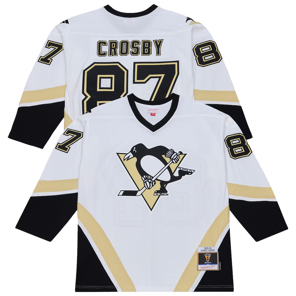 Crovyle P.Penguins #87 Sidney Crosby Mitchell & Ness White 2005 Power Play Jerseys