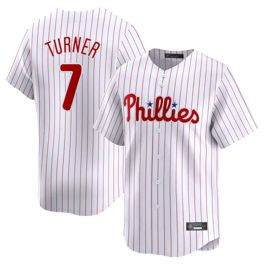 Crovyle P.Phillies #7 Trea Turner Player White Home Limited Stitched Jerseys