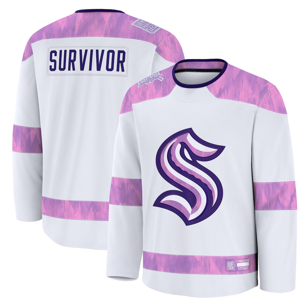Crovyle S.Kraken White Hockey Fights Cancer Survivor Practice Jerseys