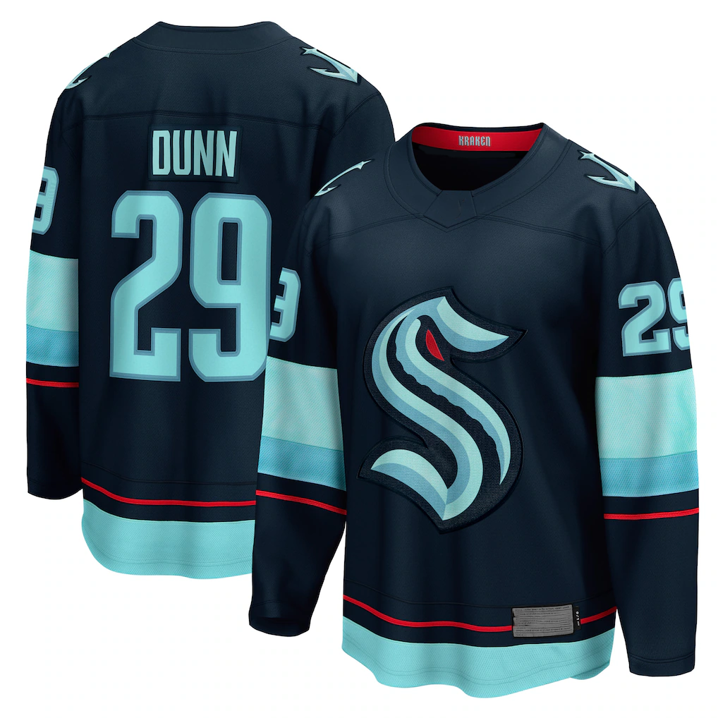 Crovyle S.Kraken #29 Vince Dunn Deep Sea Blue Home Breakaway Player Jerseys