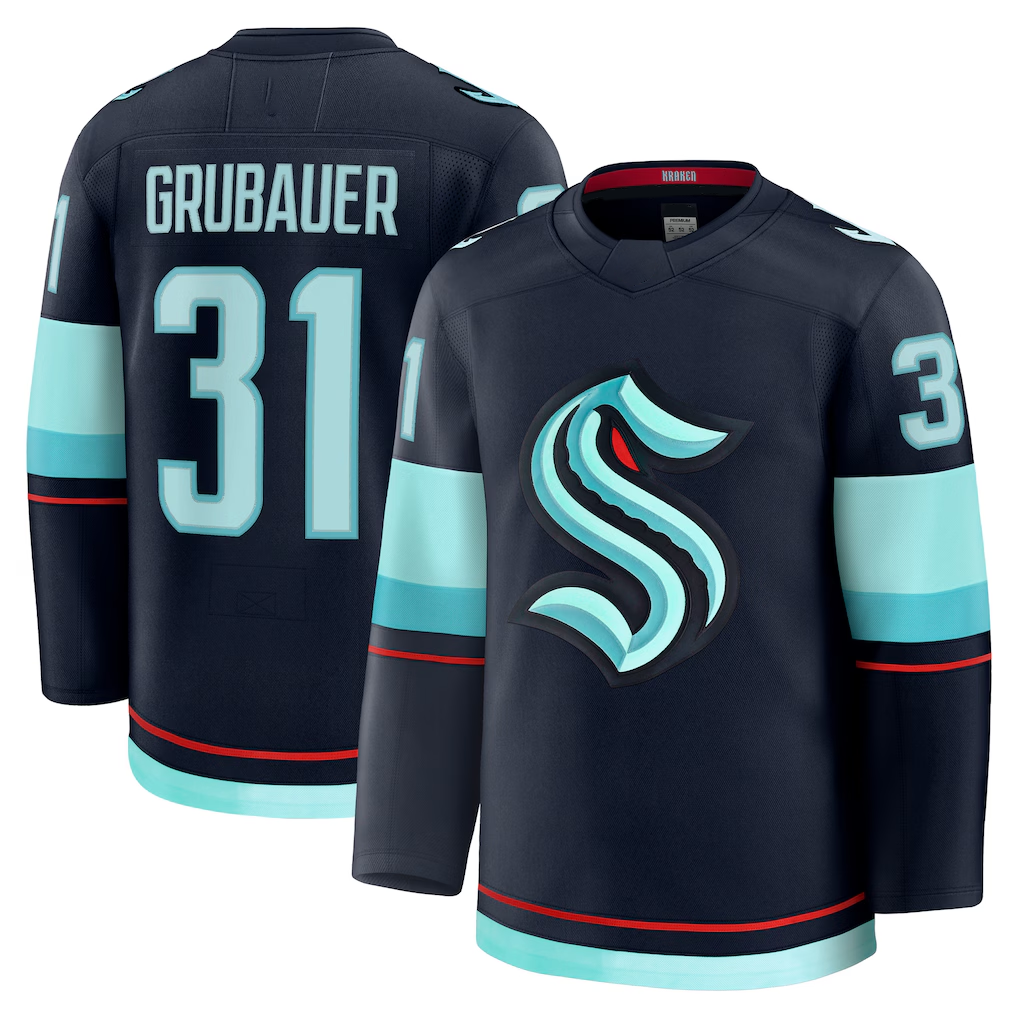 Crovyle S.Kraken #31 Philipp Grubauer Deep Sea Blue Home Premium Jerseys