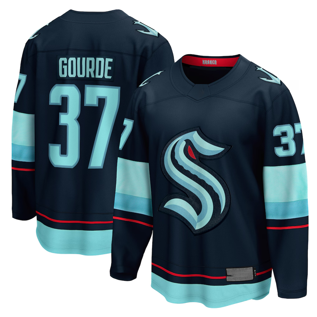 Crovyle S.Kraken #37 Yanni Gourde Deep Sea Blue Home Breakaway Player Jerseys