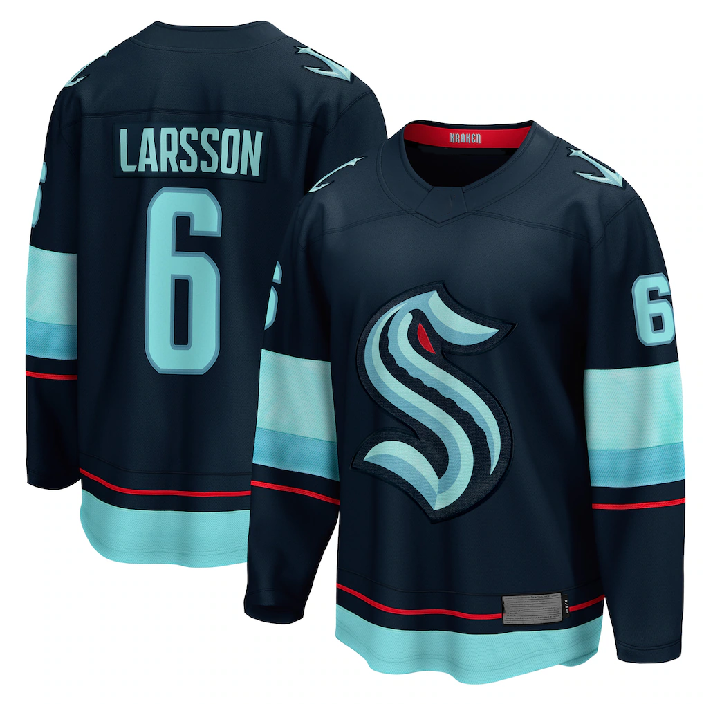 Crovyle S.Kraken #6 Adam Larsson Deep Sea Blue Home Breakaway Player Jerseys