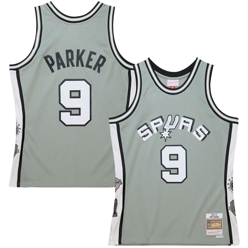 Crovyle SA.Spurs #9 Tony Parker Mitchell & Ness Gray Hall of Fame Class of 2023 Throwback Swingman Jerseys