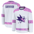 Crovyle S.Jose Sharks White Hockey Fights Cancer Survivor Practice Jerseys