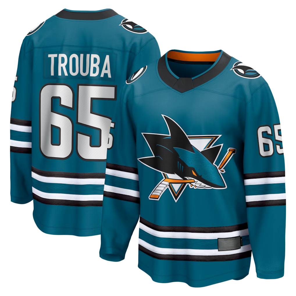 Crovyle S.Jose Sharks #65 Jacob Trouba Teal Home Breakaway Jerseys