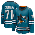 Crovyle S.Jose Sharks #71 Macklin Celebrini Teal Home Breakaway Jerseys
