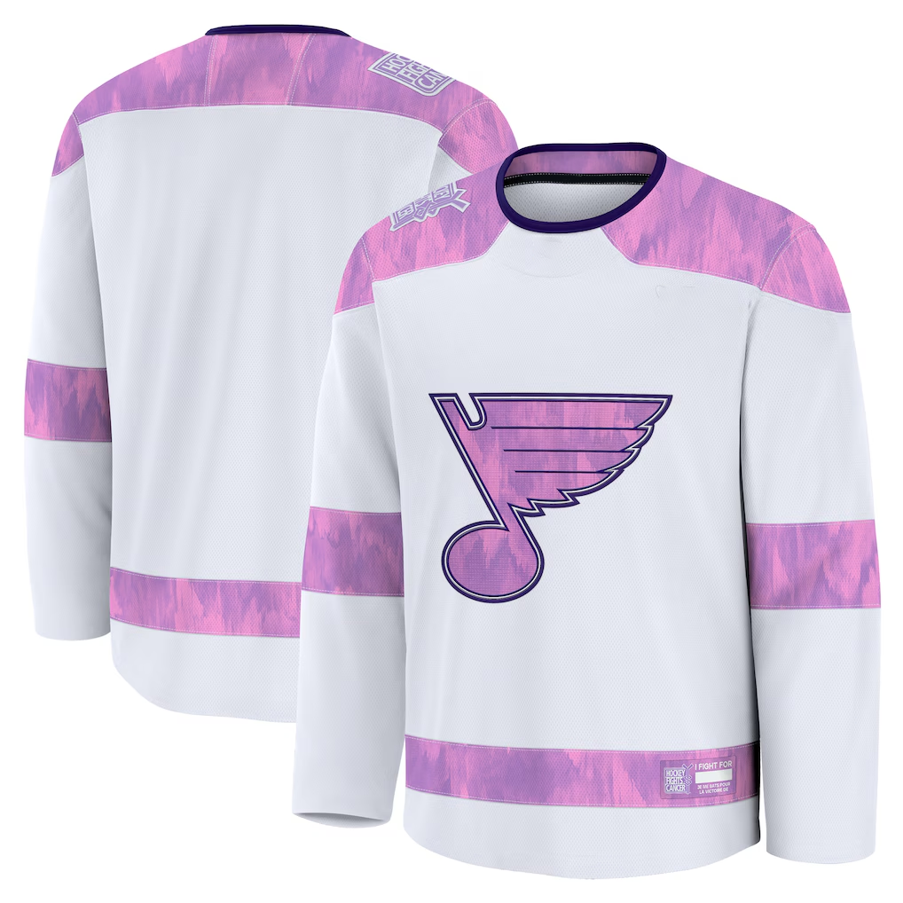 Crovyle St.L.Blues White 2024 Hockey Fights Cancer Practice Jerseys