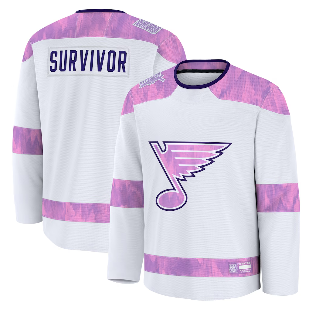Crovyle St.L.Blues White Hockey Fights Cancer Survivor Practice Jerseys