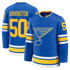 Crovyle St.L.Blues #50 Jordan Binnington Blue Home Premium Player Jerseys