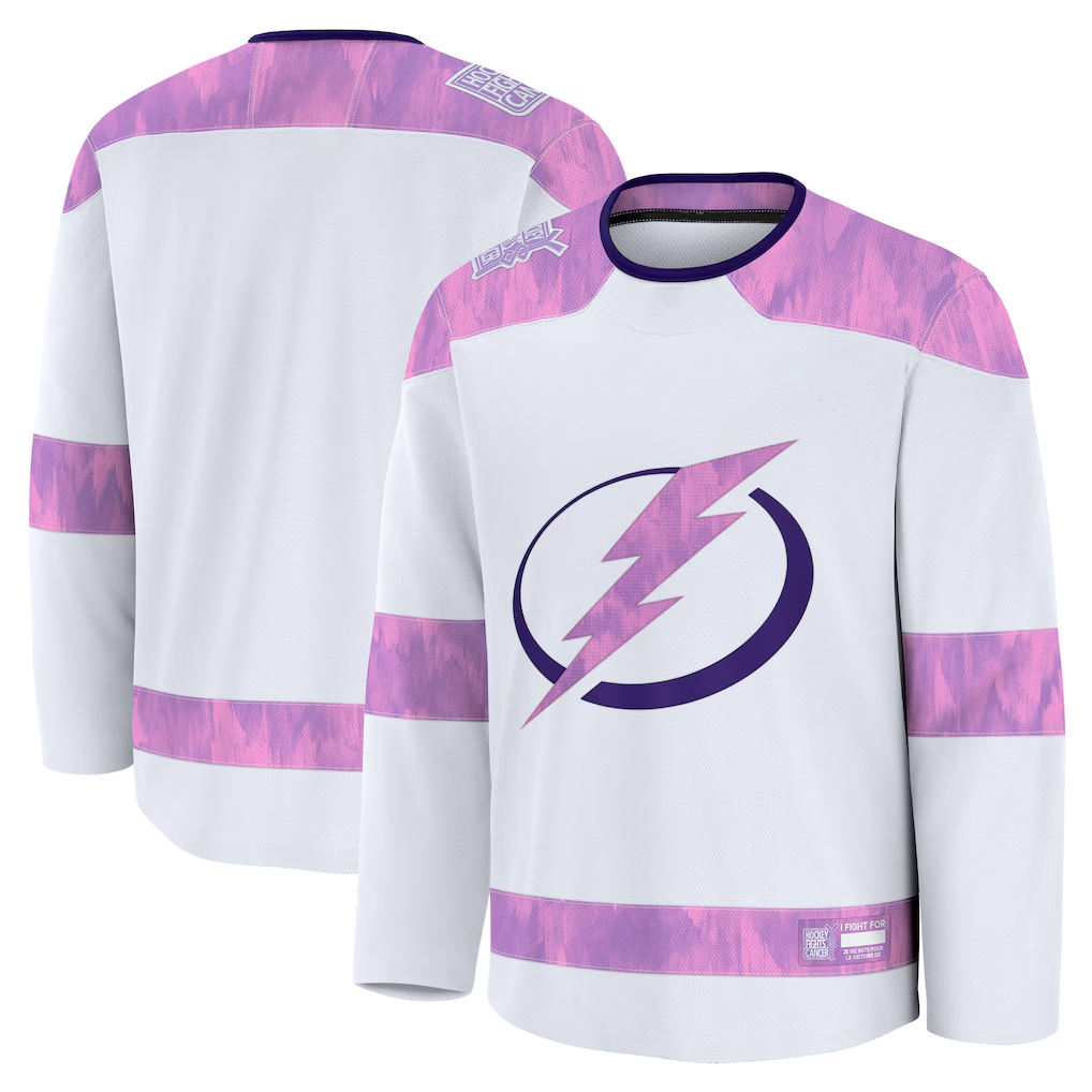 Crovyle TB.Lightning White 2024 Hockey Fights Cancer Practice Jerseys