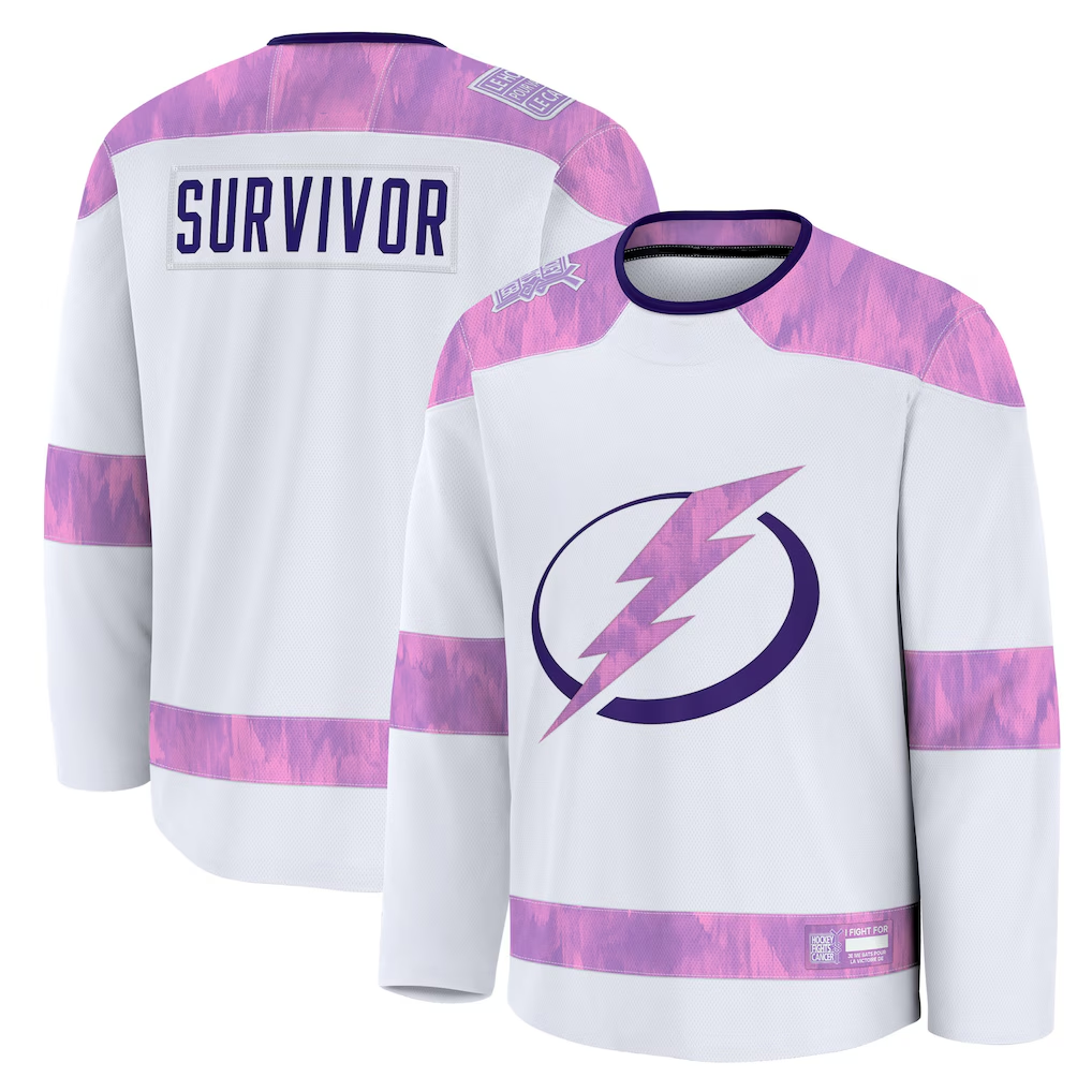 Crovyle TB.Lightning White Hockey Fights Cancer Survivor Practice Jerseys