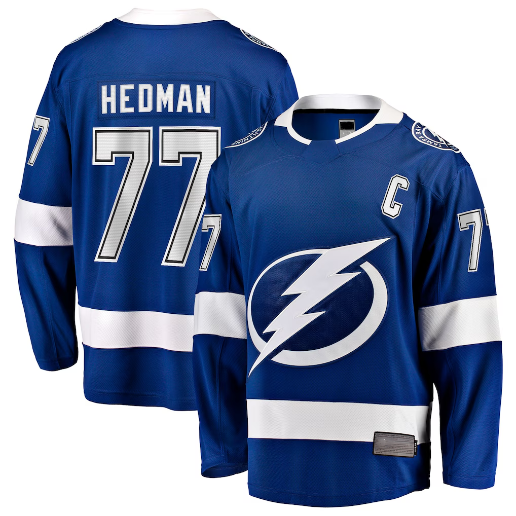 Crovyle TB.Lightning #77 Victor Hedman Blue Home Captain Patch Breakaway Jerseys