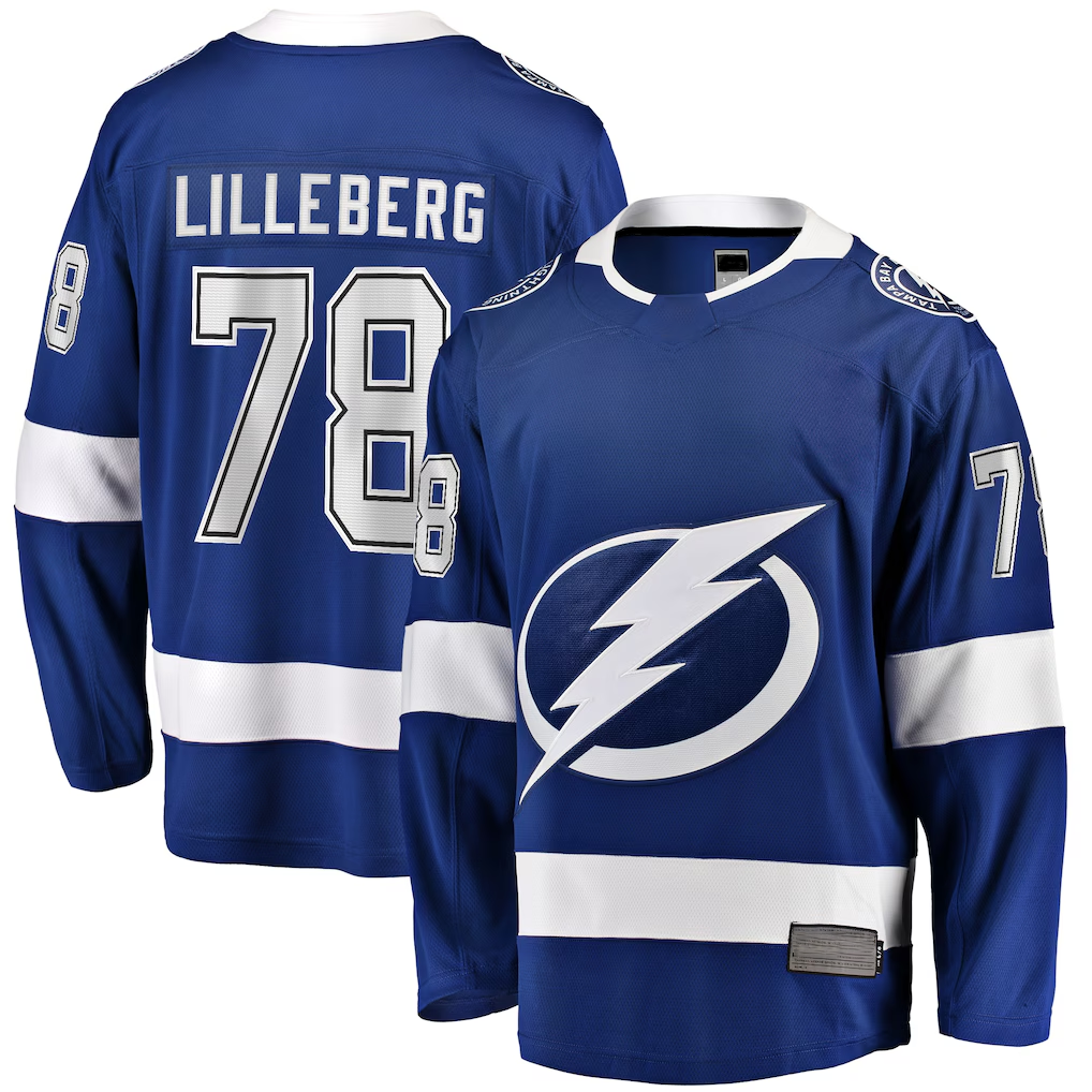 Crovyle TB.Lightning #78 Emil Lilleberg Blue Home Premier Breakaway Player Jerseys