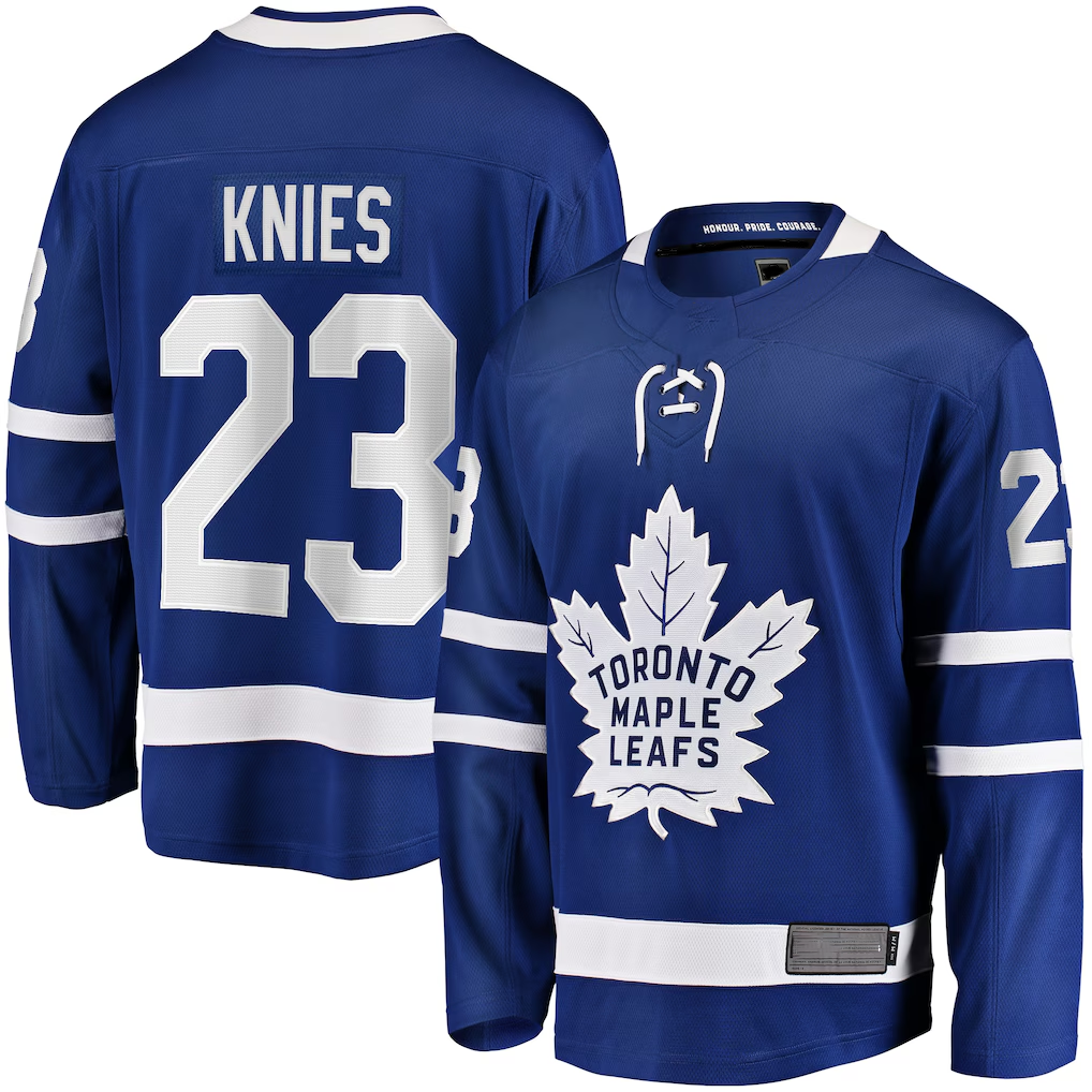 Crovyle T.Maple Leafs #23 Matthew Knies Blue Home Premier Breakaway Player Jerseys