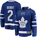Crovyle T.Maple Leafs #2 Simon Benoit Blue Home Premier Breakaway Player Jerseys