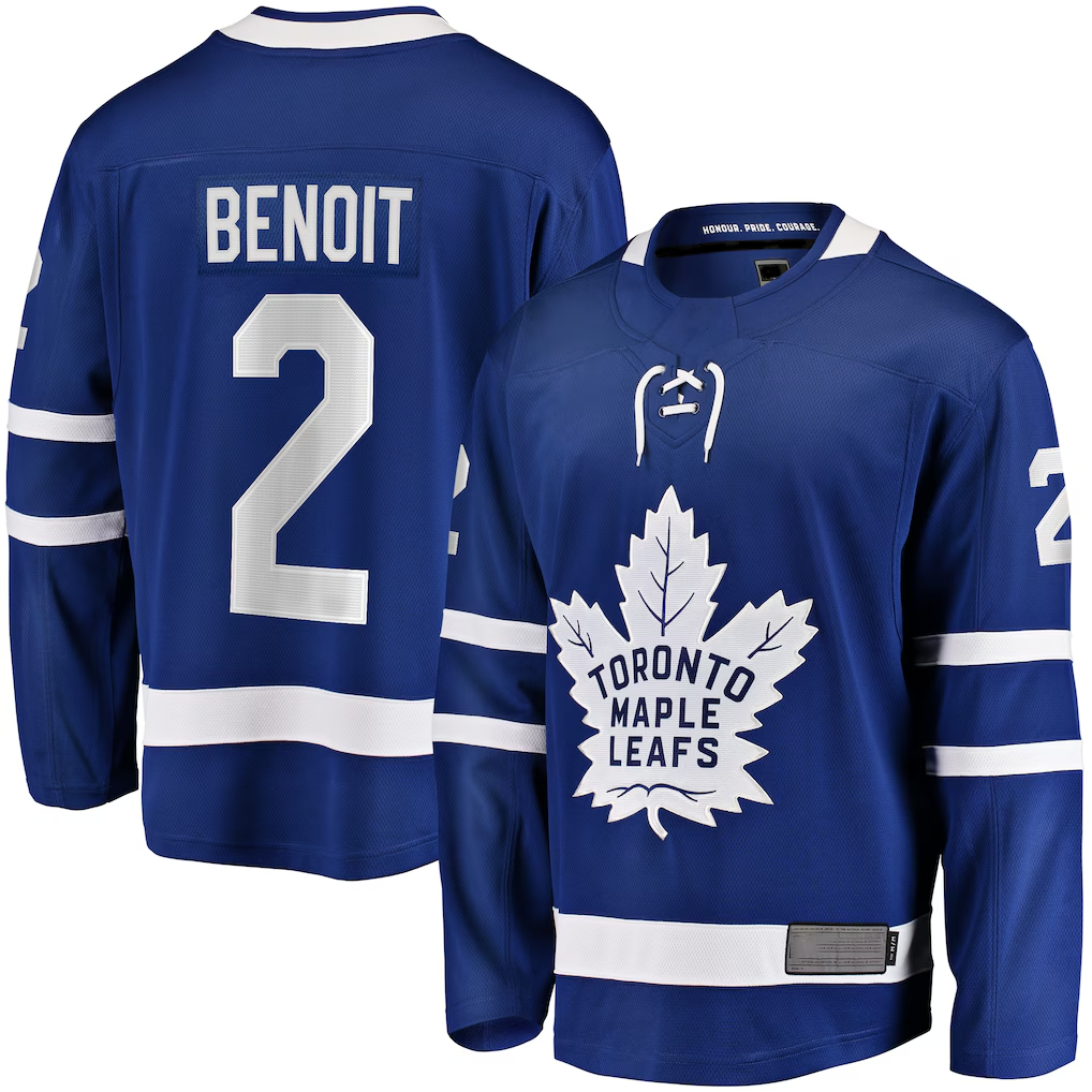 Crovyle T.Maple Leafs #2 Simon Benoit Blue Home Premier Breakaway Player Jerseys