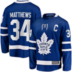Crovyle T.Maple Leafs #34 Auston Matthews Blue Captain Patch Home Breakaway Player Jerseys