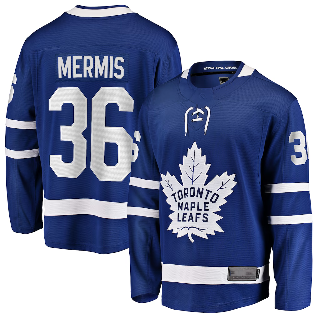 Crovyle T.Maple Leafs #36 Dakota Mermis Blue Home Breakaway Jerseys