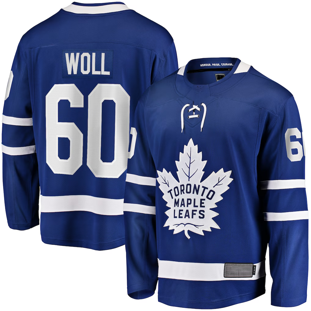 Crovyle T.Maple Leafs #60 Joseph Woll Blue Home Premier Breakaway Player Jerseys