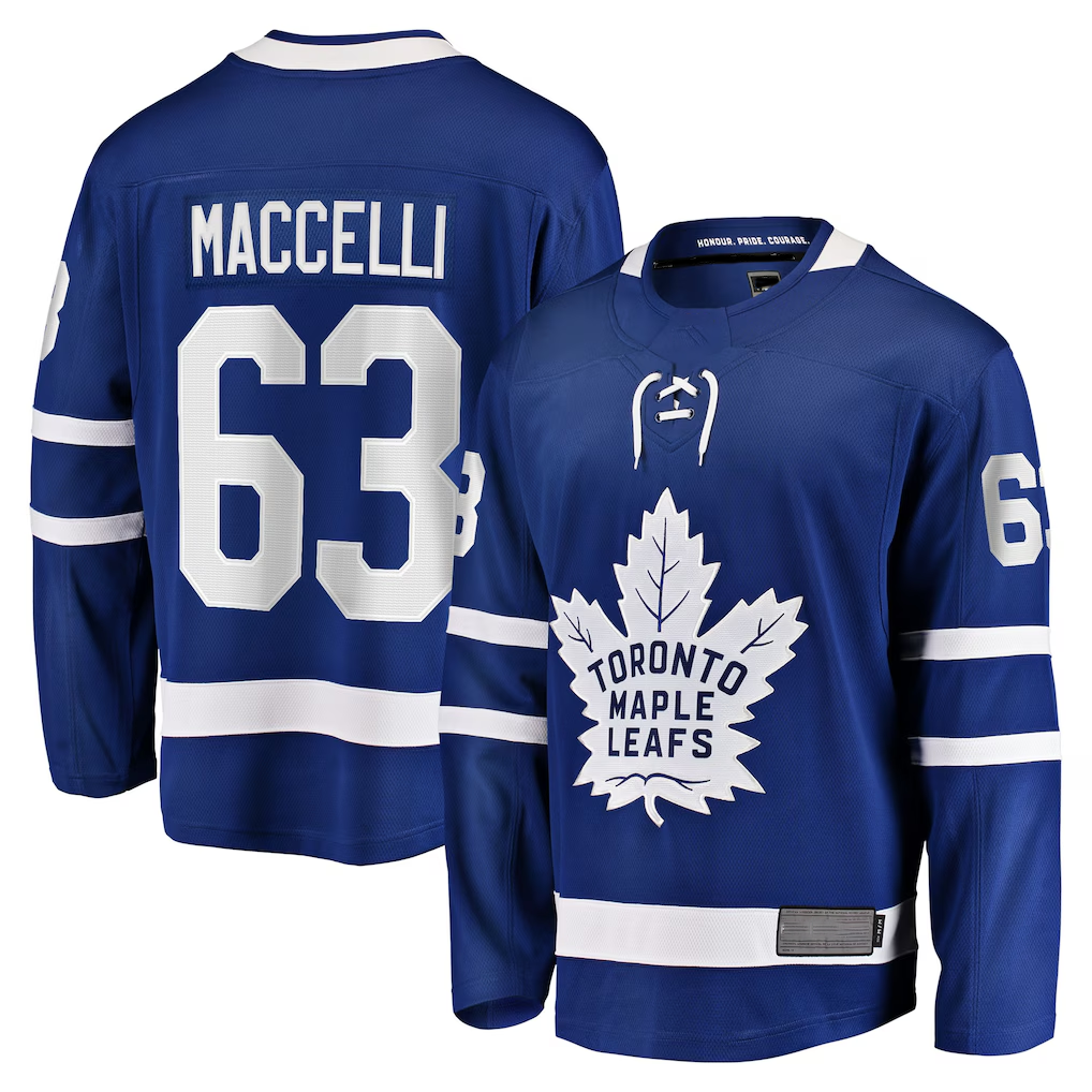 Crovyle T.Maple Leafs #63 Matias Maccelli Blue Home Breakaway Jerseys